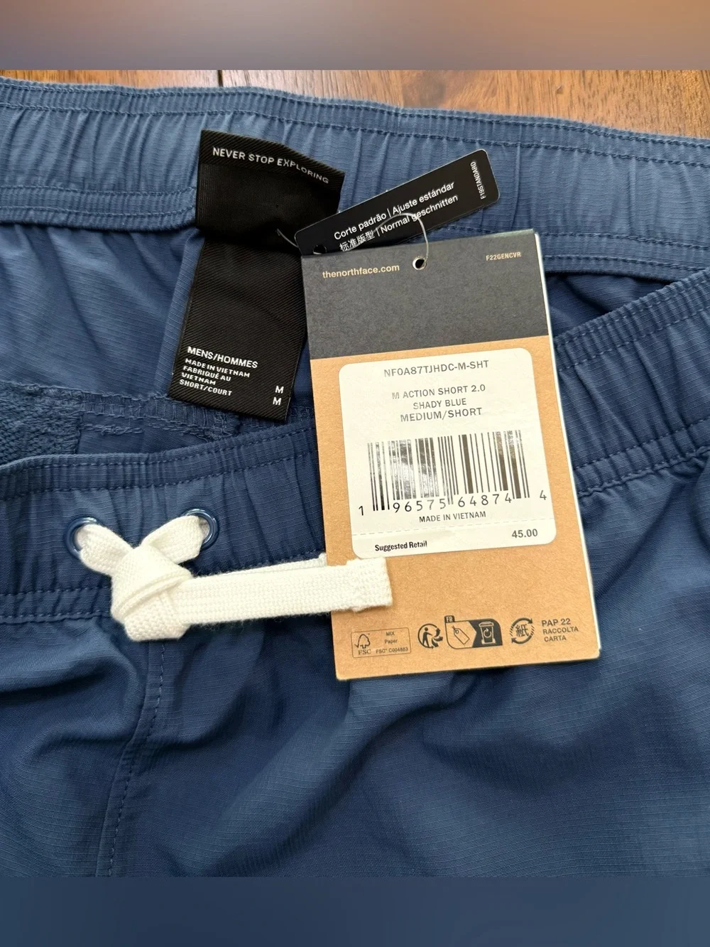 NWT The North Face Men's Action Shorts 2.0 Shady Blue Medium/Short